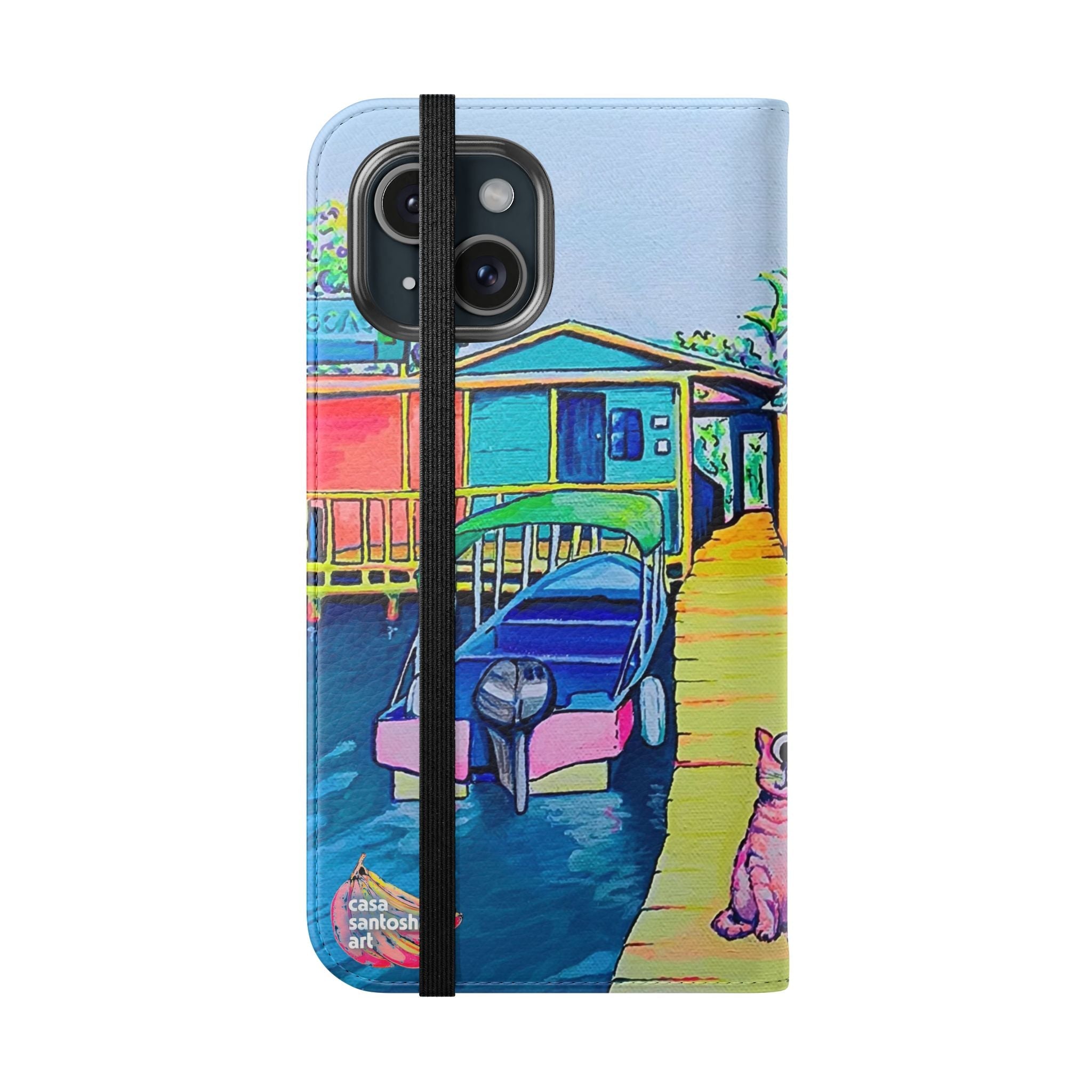 Cyclops Cat and Dog in Bocas Flip Phone Case – Wallet Cover with Card Slots