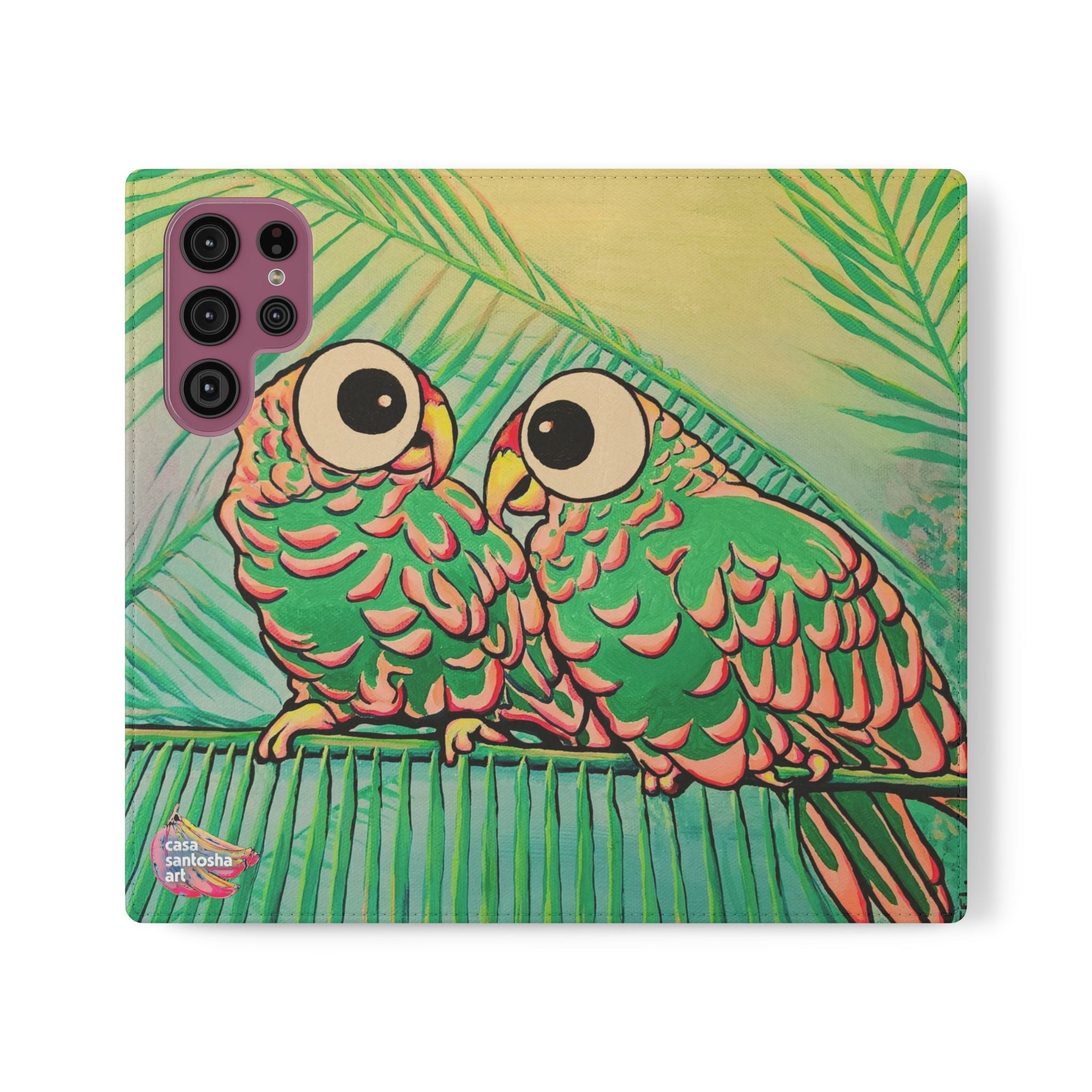 Chatty Cyclops Parrots Flip Phone Case – Wallet Cover with Card Slots