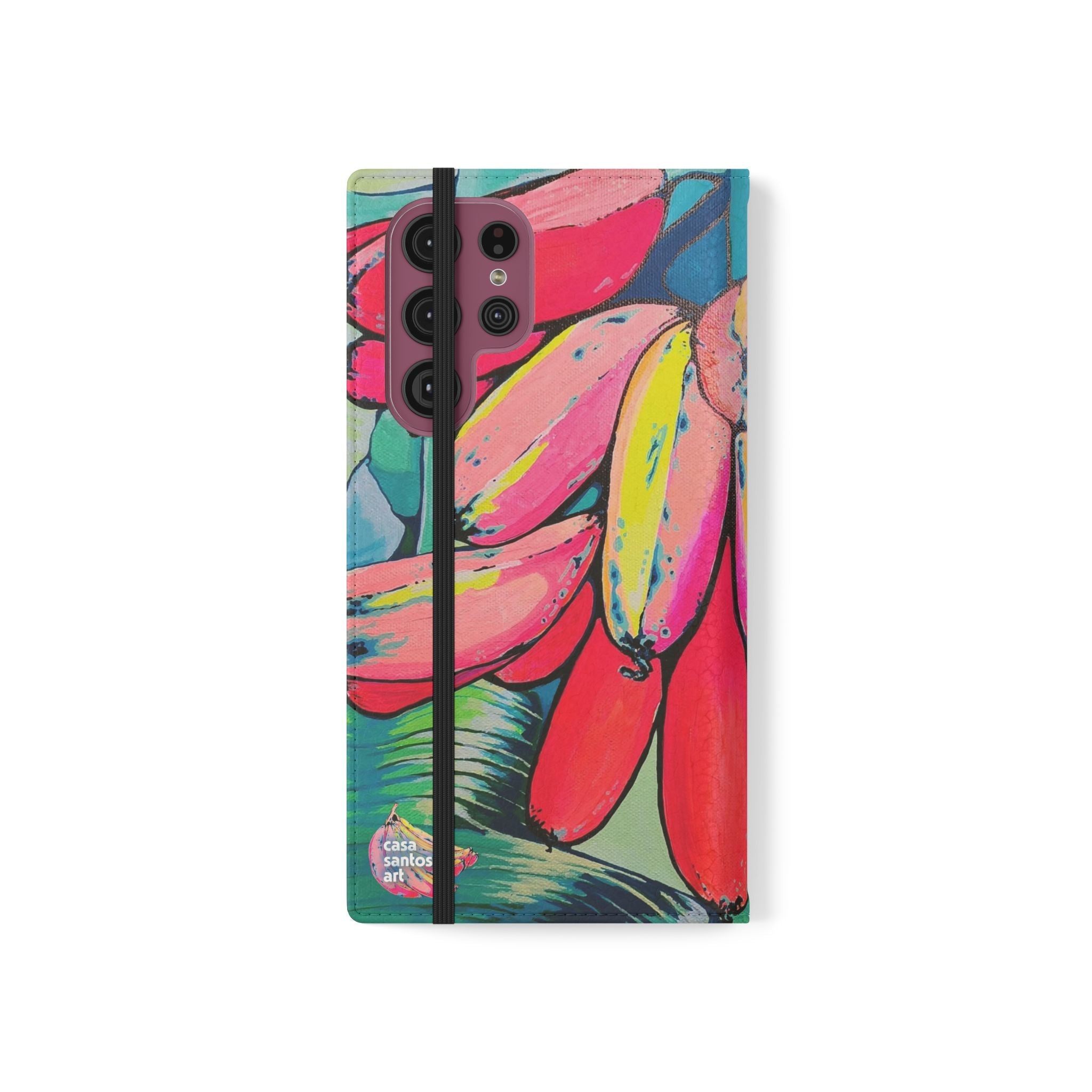 Neon Primitivo Bananas Flip Phone Case – Wallet Cover with Card Slots