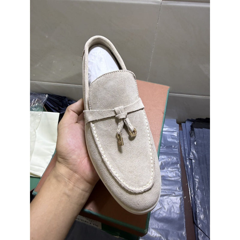 Tassel Buckle Leather Loafers