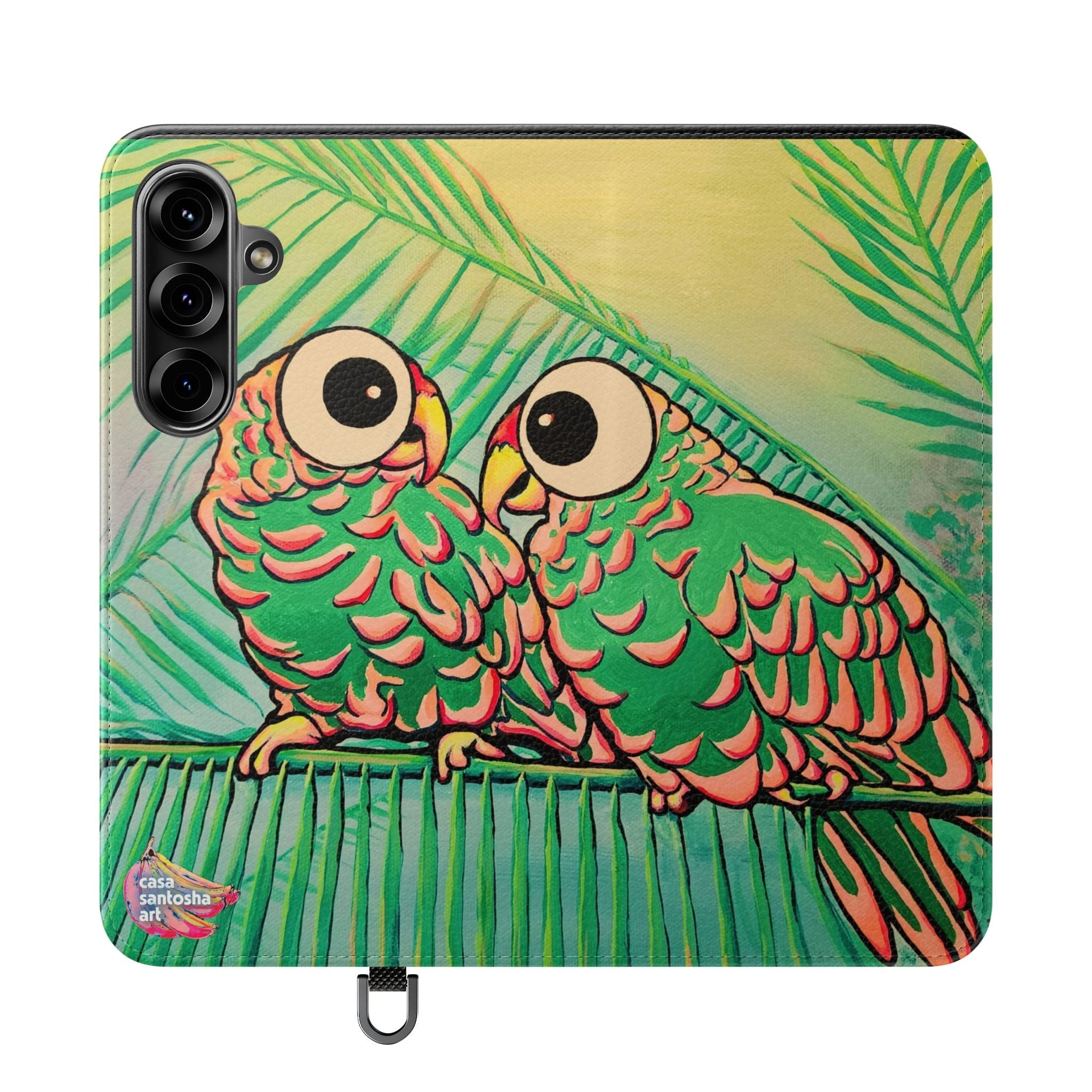 Chatty Cyclops Parrots Flip Phone Case – Wallet Cover with Card Slots