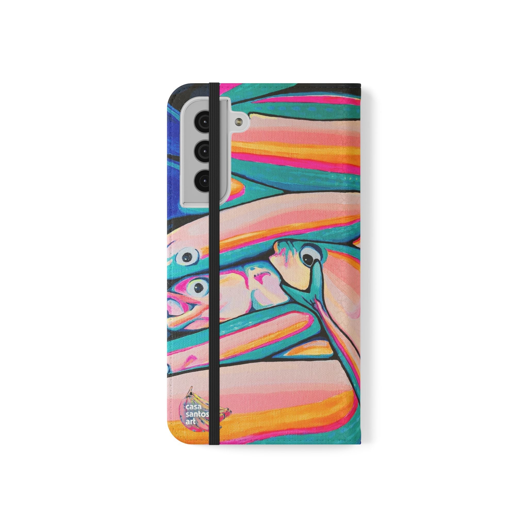 Neon Fish Flip Phone Case – Wallet Cover with Card Slots