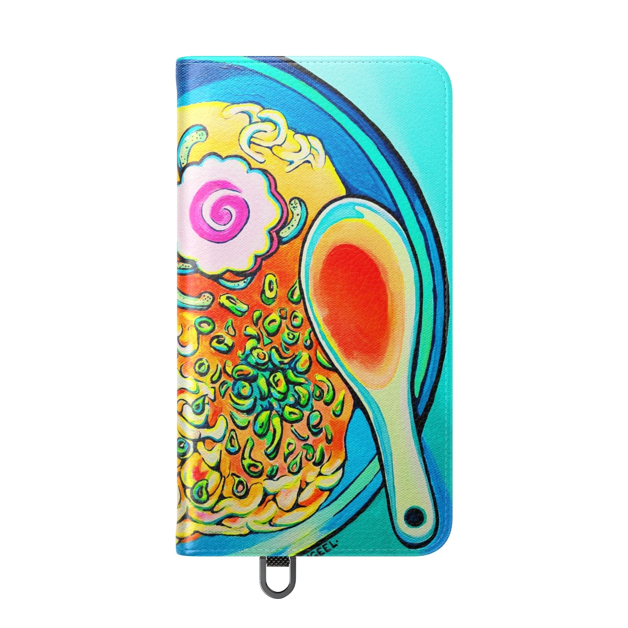Neon Ramen Flip Phone Case – Wallet Cover with Card Slots