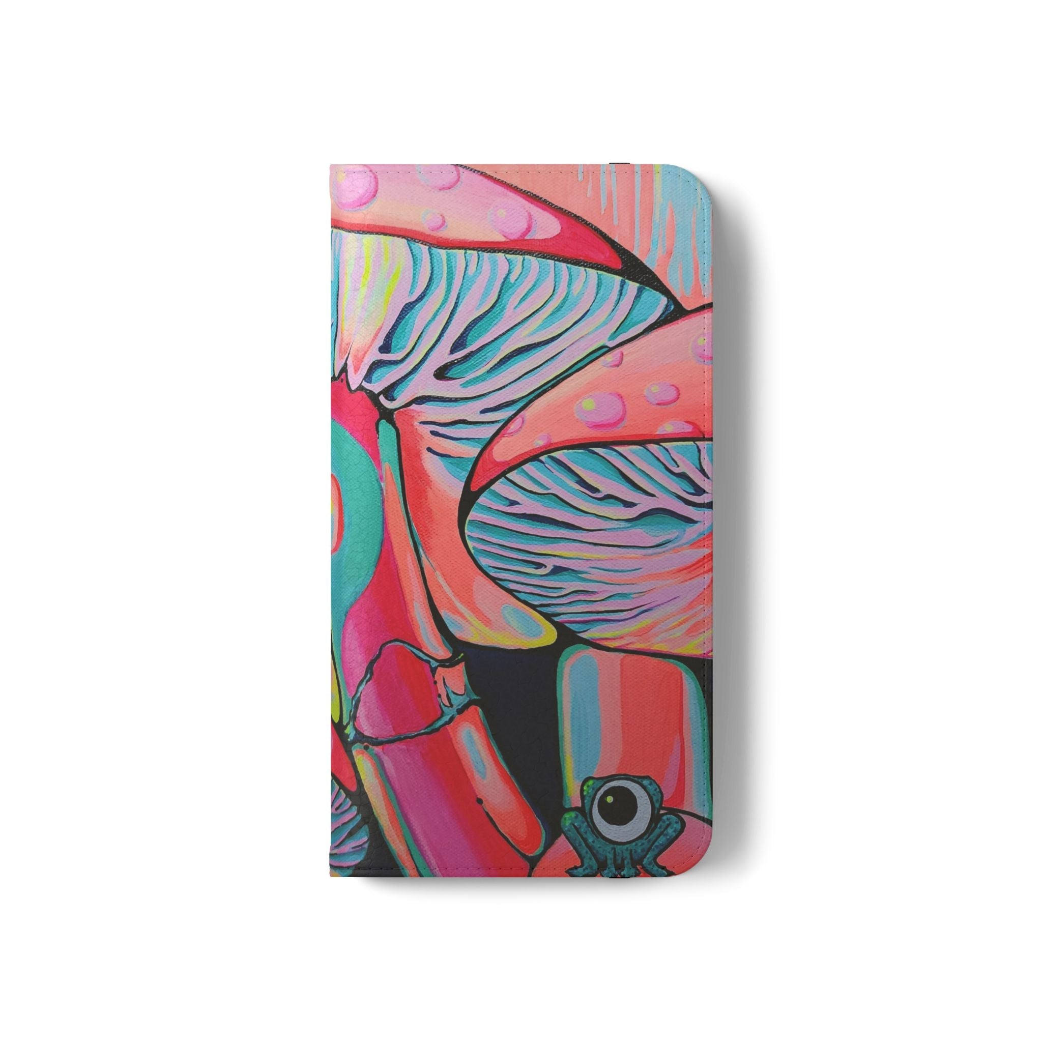Trippy Mushrooms Flip Phone Case – Wallet Cover with Card Slots