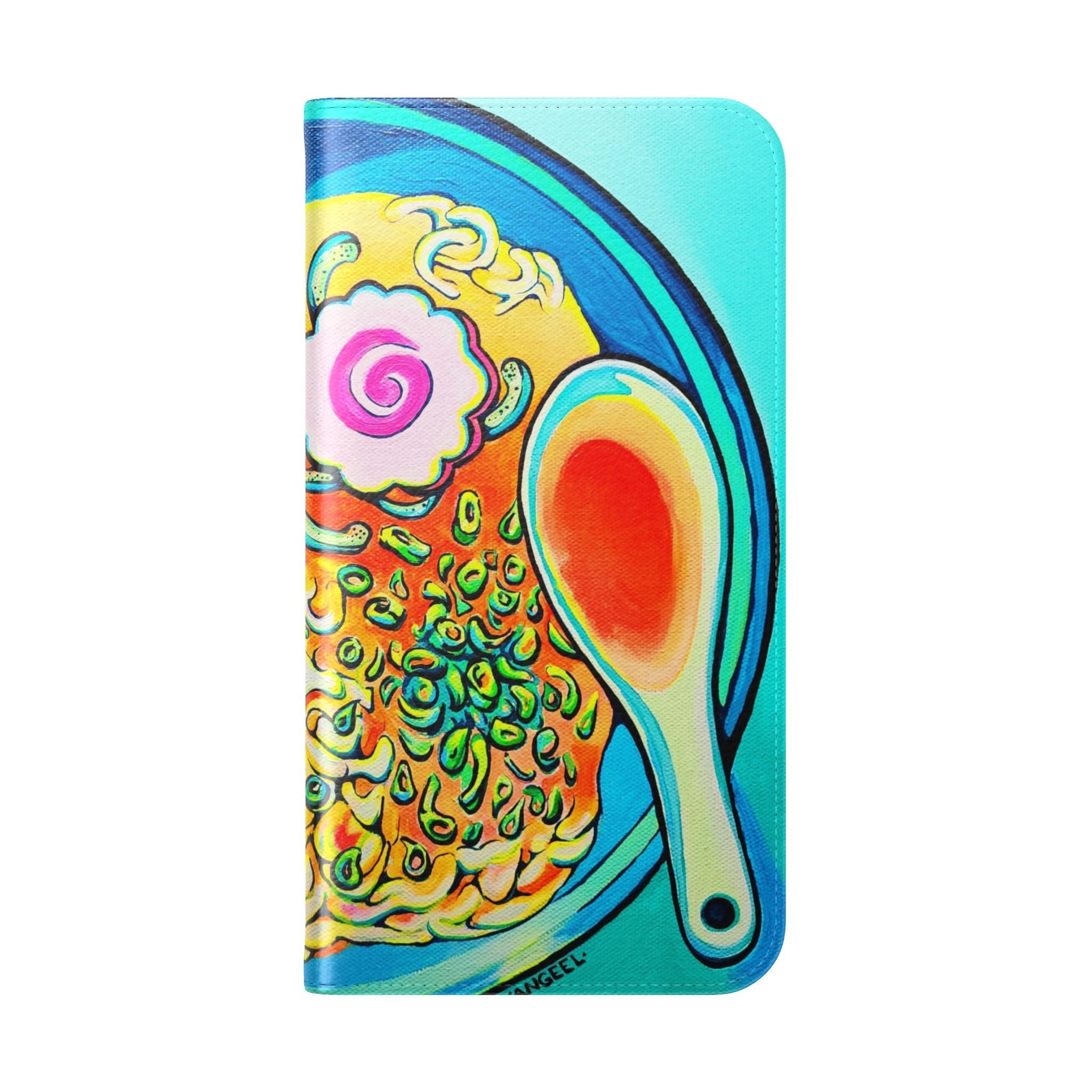 Neon Ramen Flip Phone Case – Wallet Cover with Card Slots