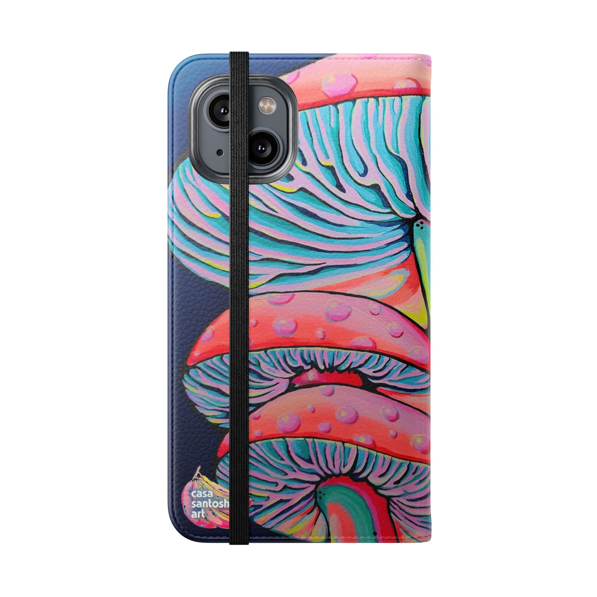 Trippy Mushrooms Flip Phone Case – Wallet Cover with Card Slots