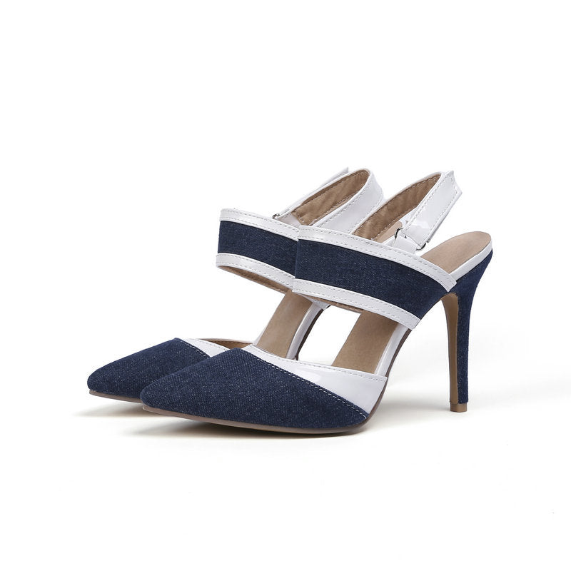 Jeans Textured Pointed Toe Heels