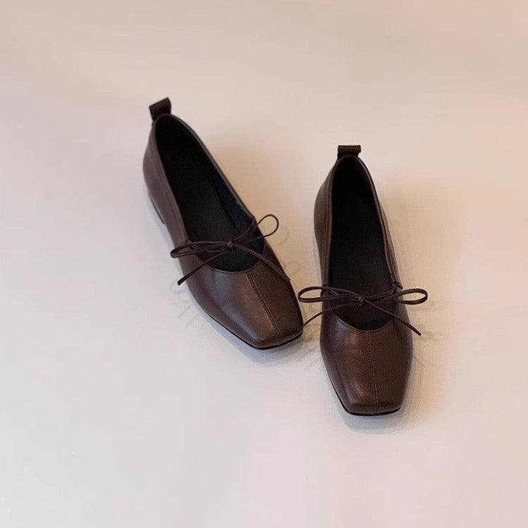 Bowtie Square Toe Slip On Shoes