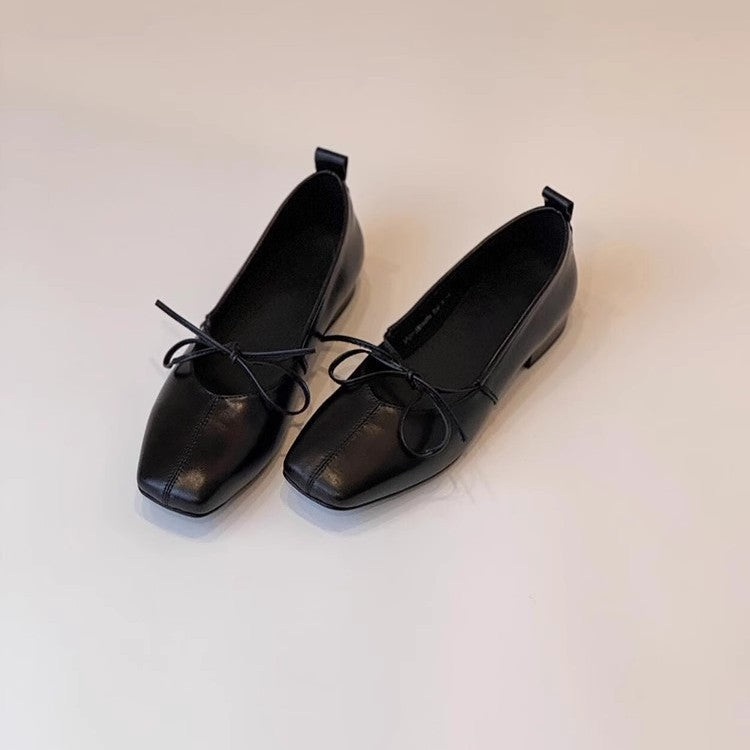 Bowtie Square Toe Slip On Shoes