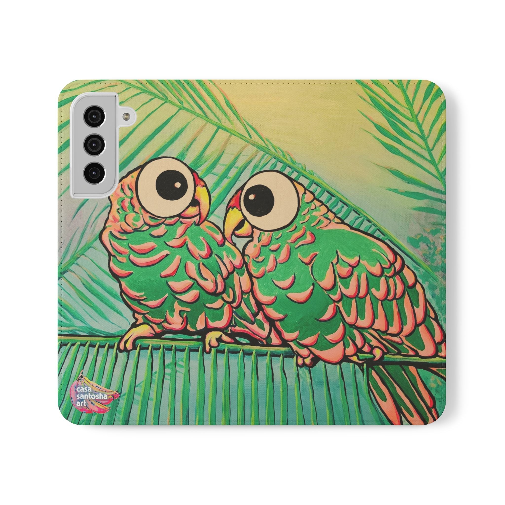 Chatty Cyclops Parrots Flip Phone Case – Wallet Cover with Card Slots