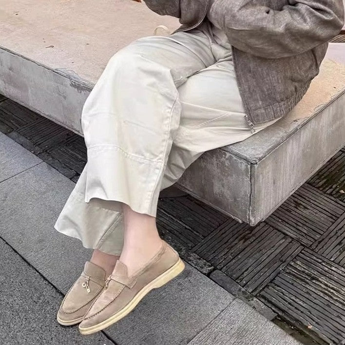 Tassel Buckle Leather Loafers