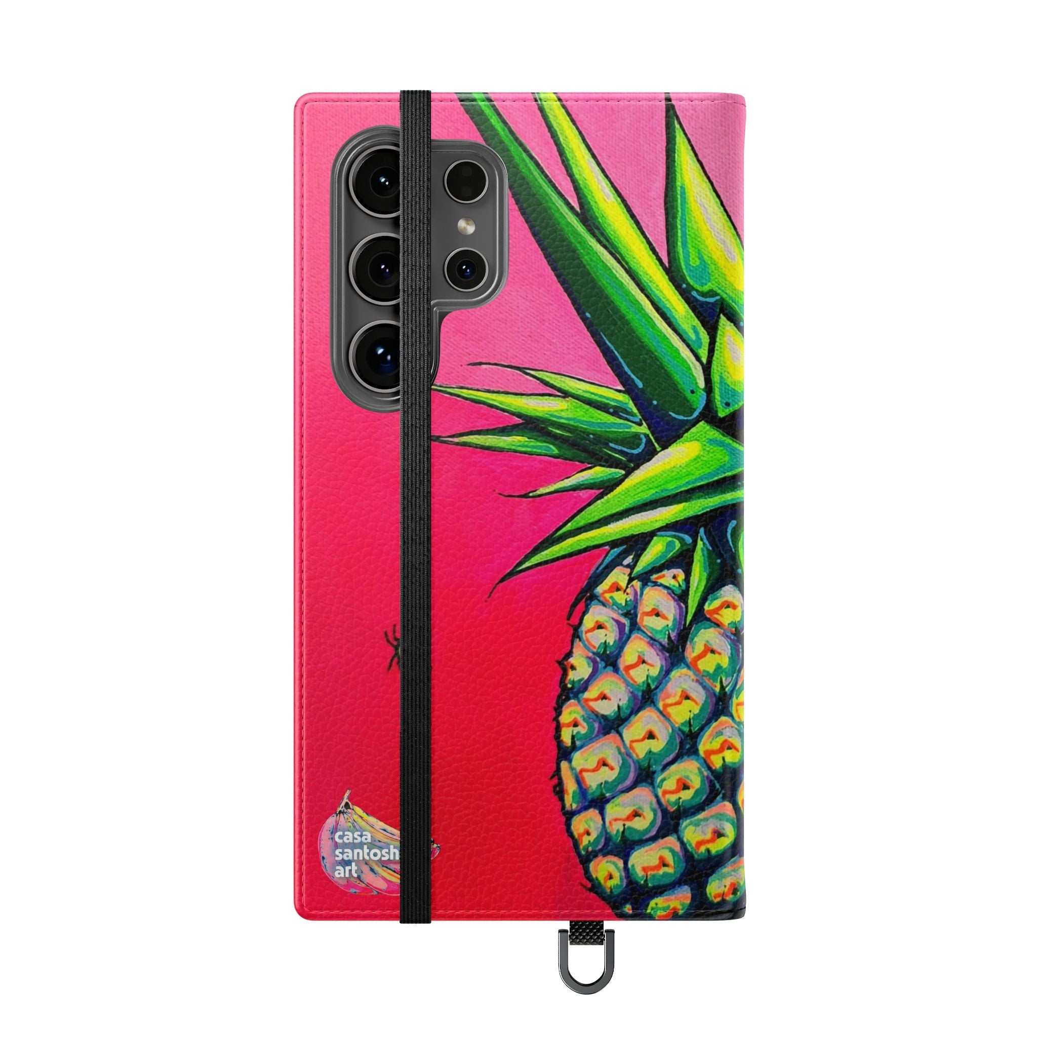 Neon Pineapple Flip Phone Case – Wallet Cover with Card Slots