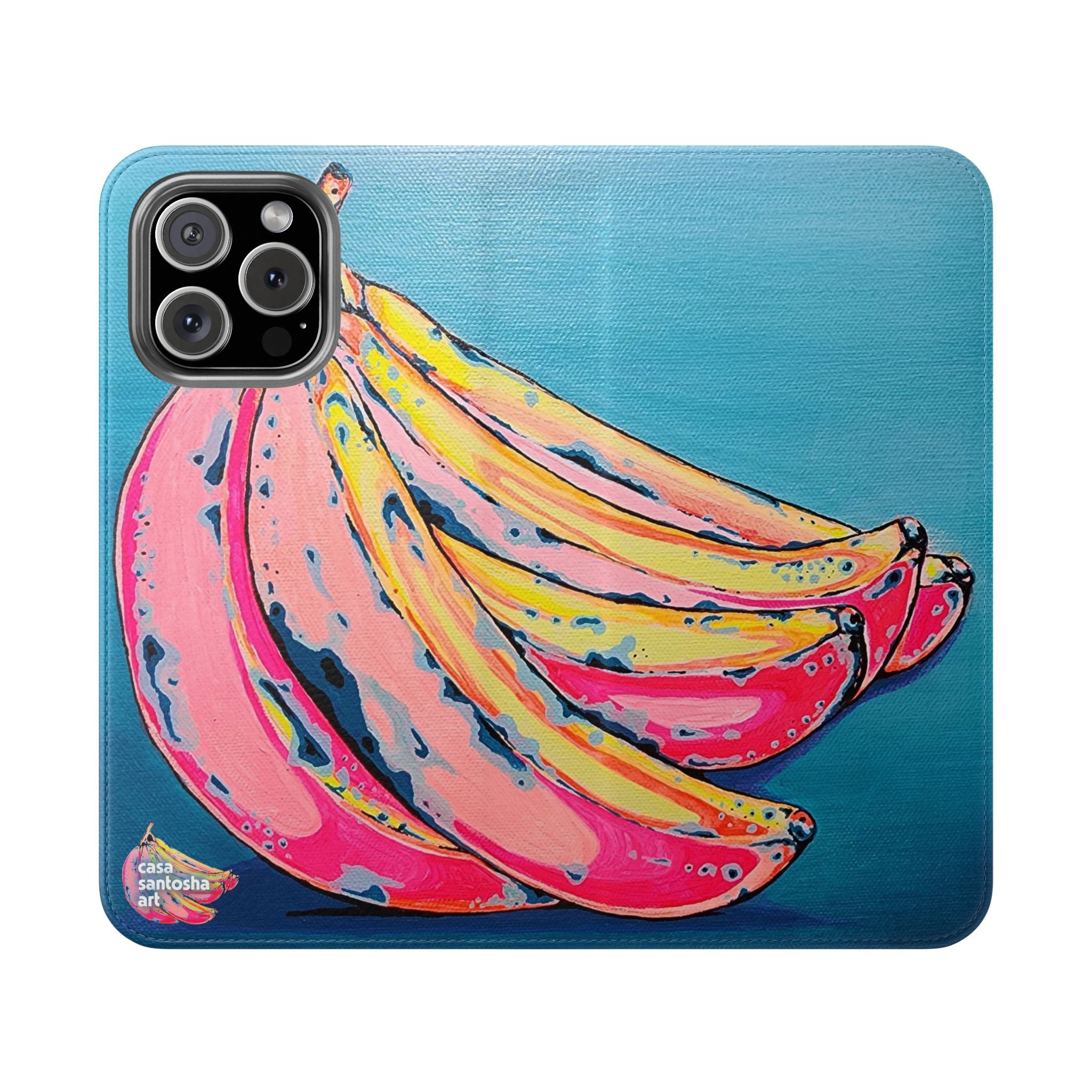 Neon Bananas Flip Phone Case – Wallet Cover with Card Slots