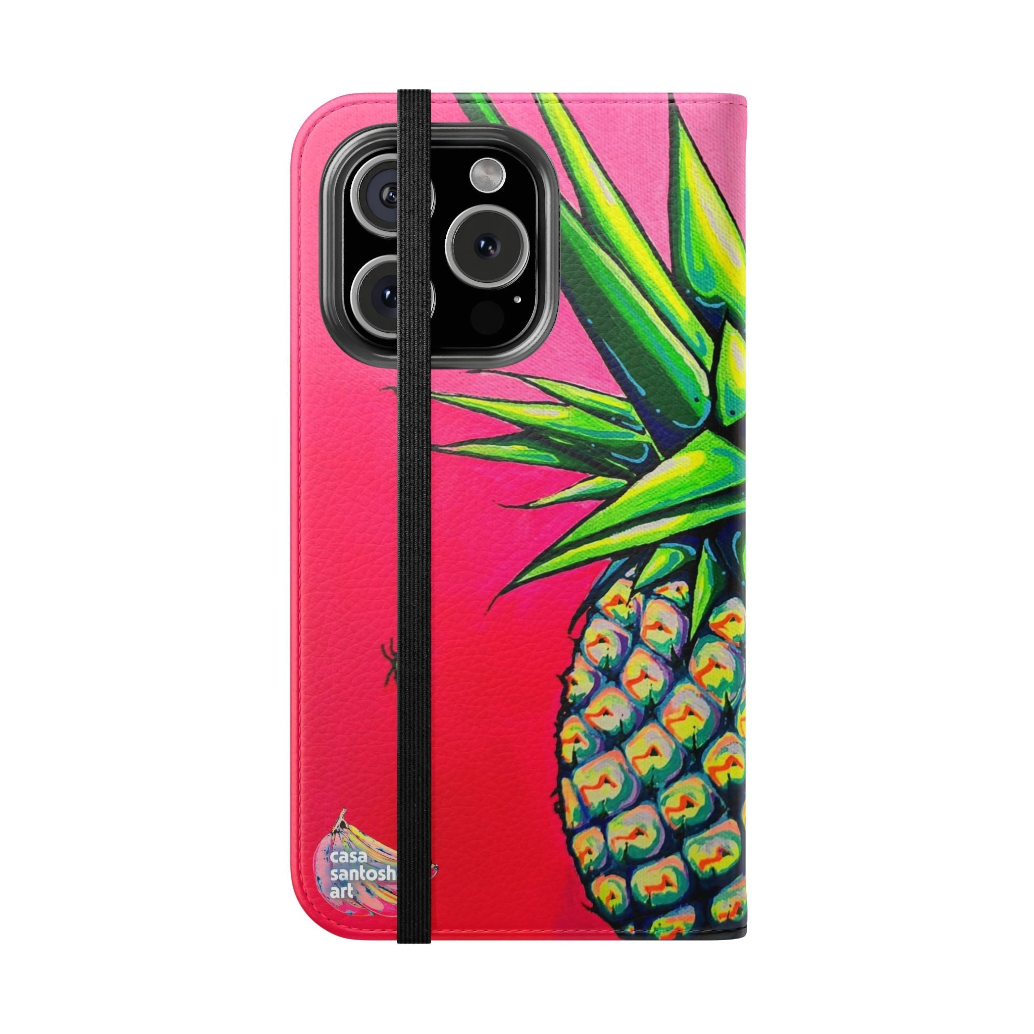 Neon Pineapple Flip Phone Case – Wallet Cover with Card Slots