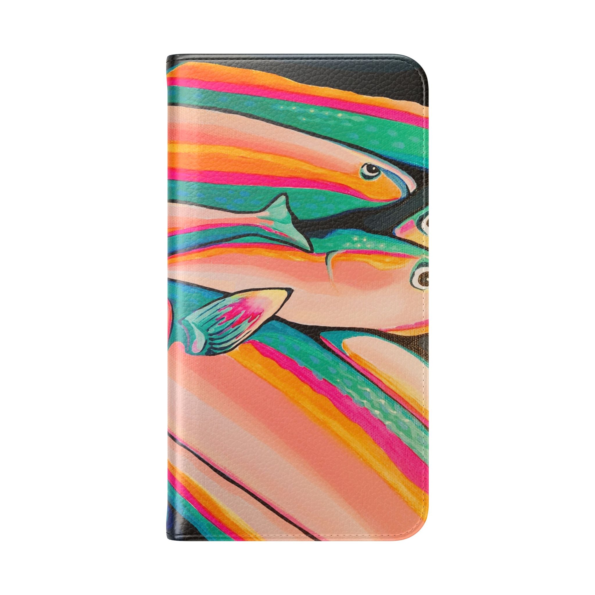Neon Fish Flip Phone Case – Wallet Cover with Card Slots