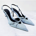 Jeans Stiletto Slingback Sandals