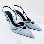 Jeans Stiletto Slingback Sandals