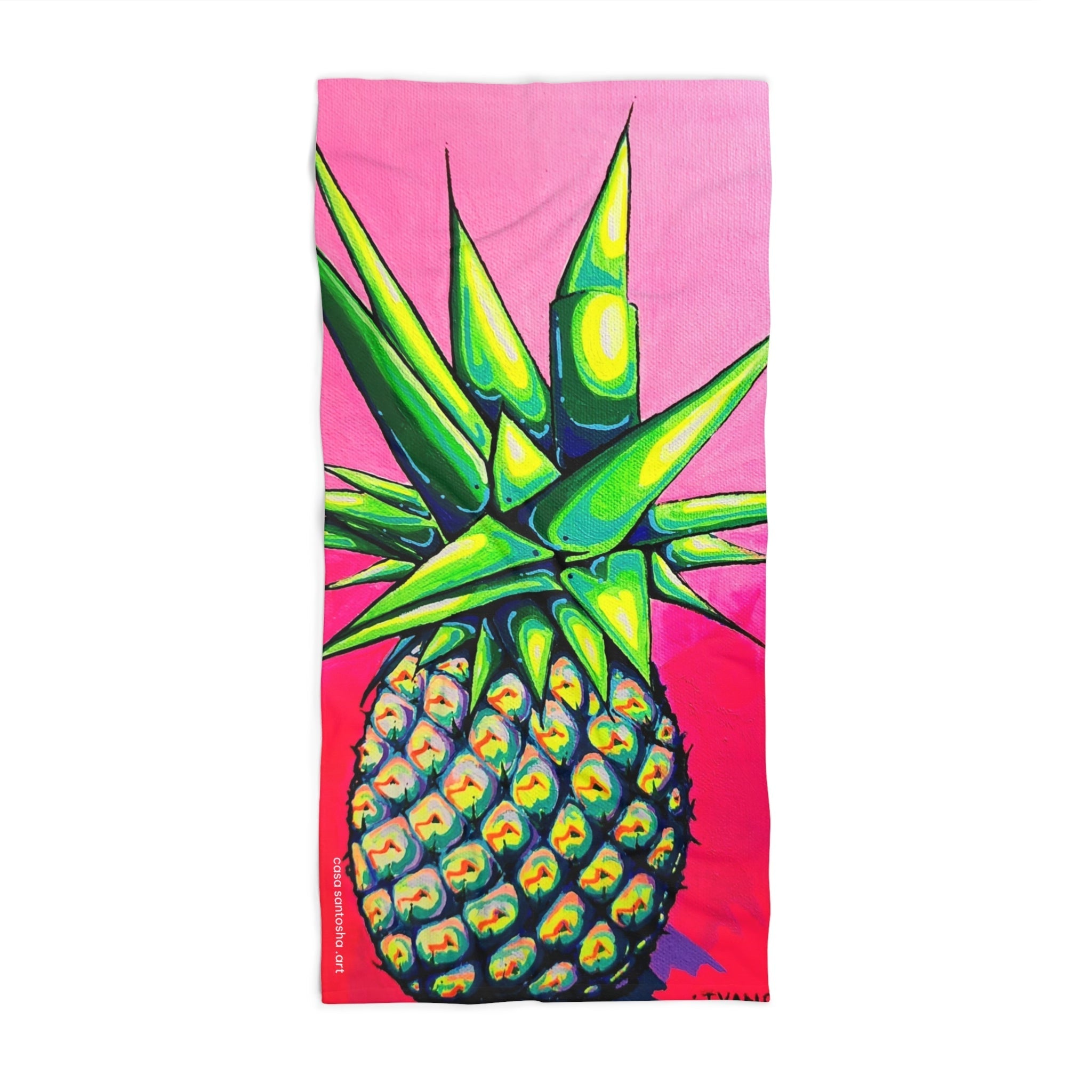 Neon Pineapple Printed Beach Towel
