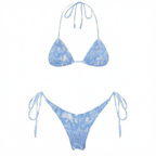 Print Pleated Bikini Swimsuit