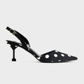 Pointed Toe Polka Dot Slingback Heels