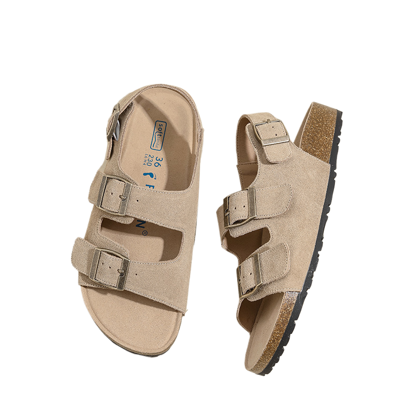 Leather Velcro Closure Sandals