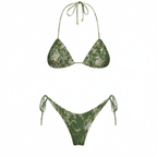 Print Pleated Bikini Swimsuit