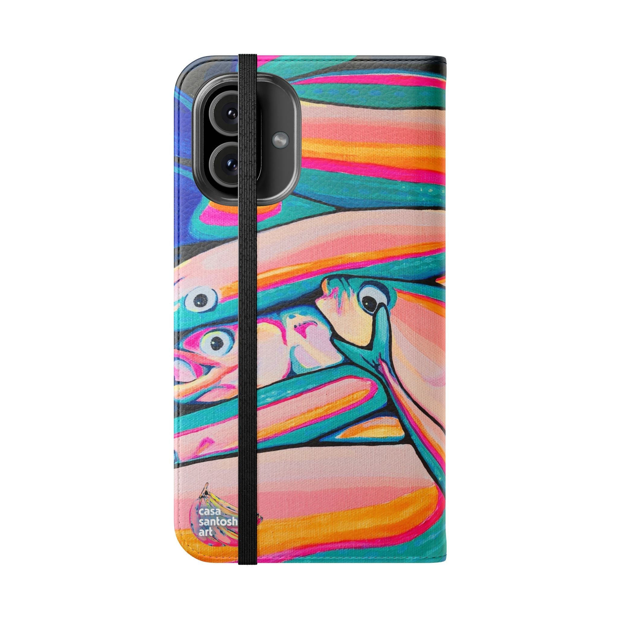Neon Fish Flip Phone Case – Wallet Cover with Card Slots