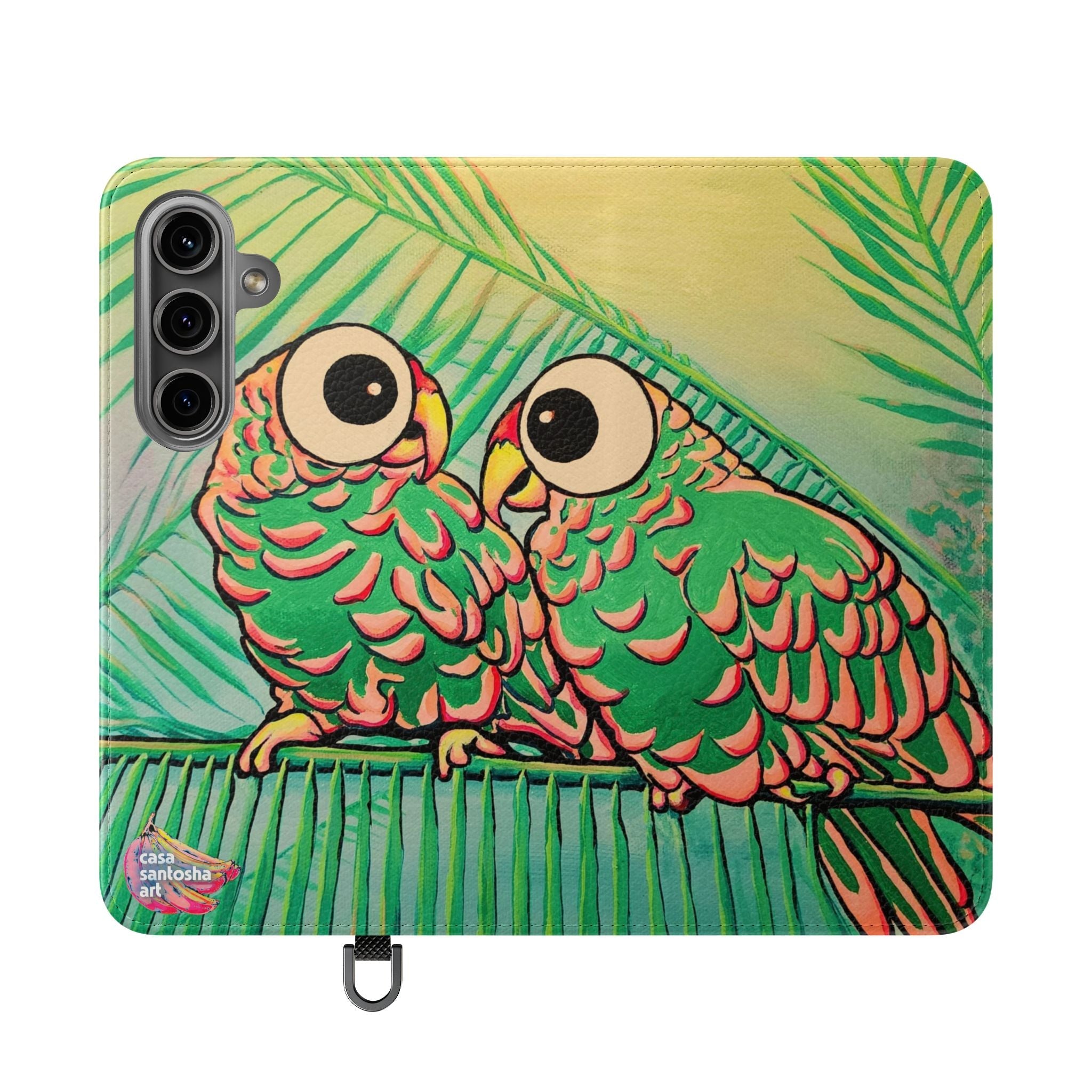 Chatty Cyclops Parrots Flip Phone Case – Wallet Cover with Card Slots