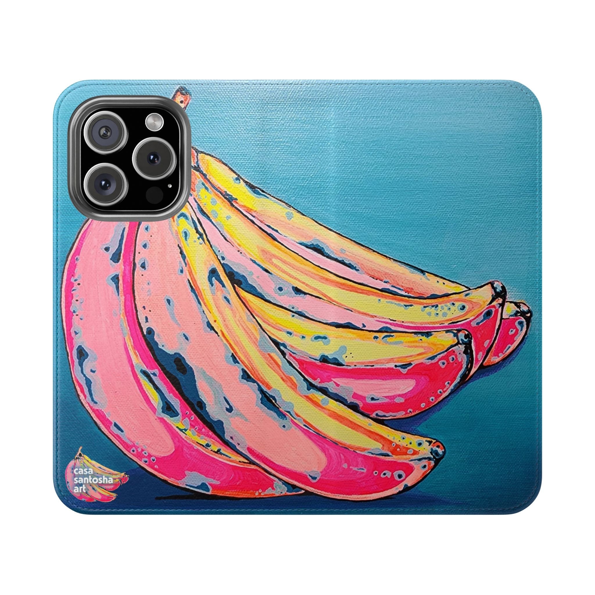Neon Bananas Flip Phone Case – Wallet Cover with Card Slots