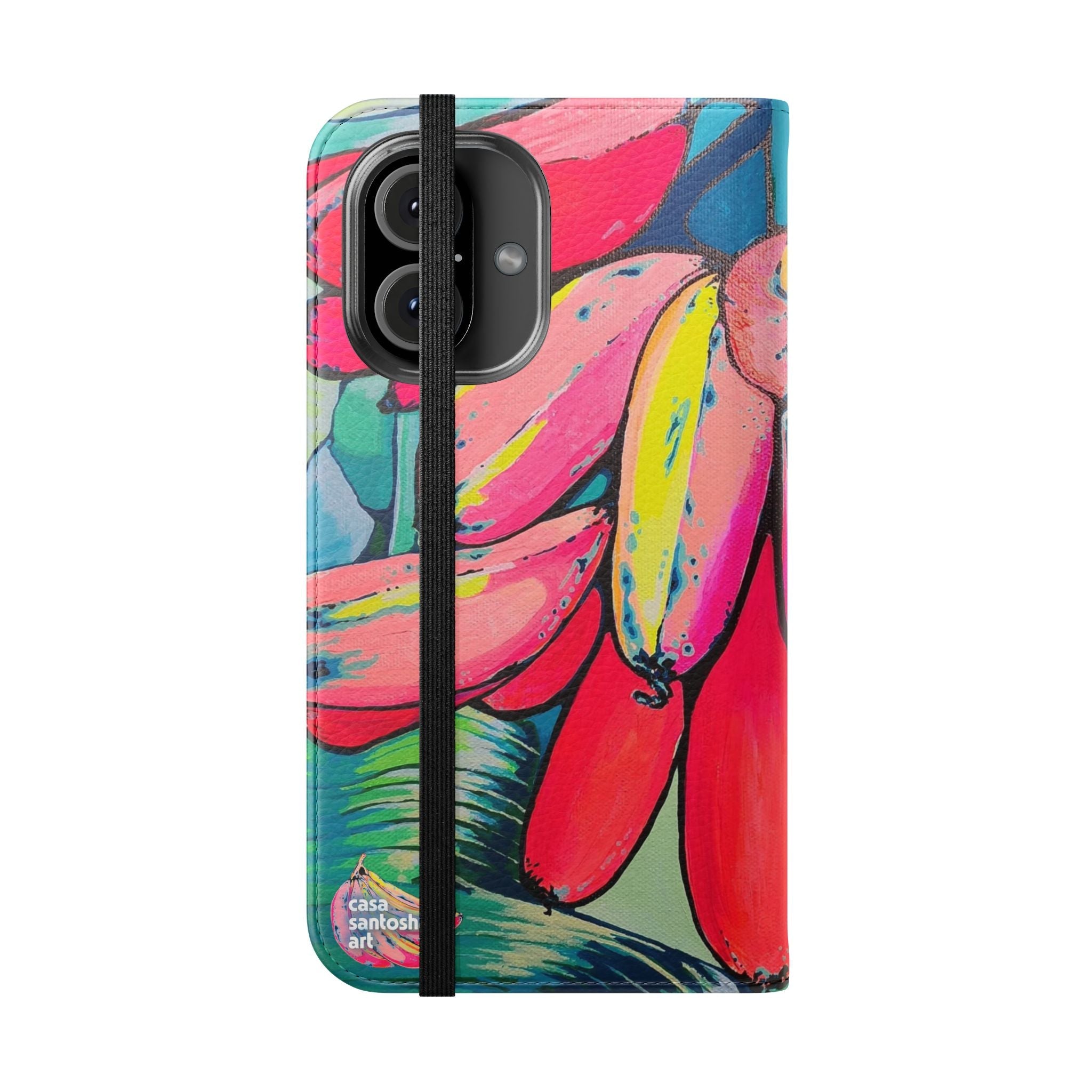 Neon Primitivo Bananas Flip Phone Case – Wallet Cover with Card Slots