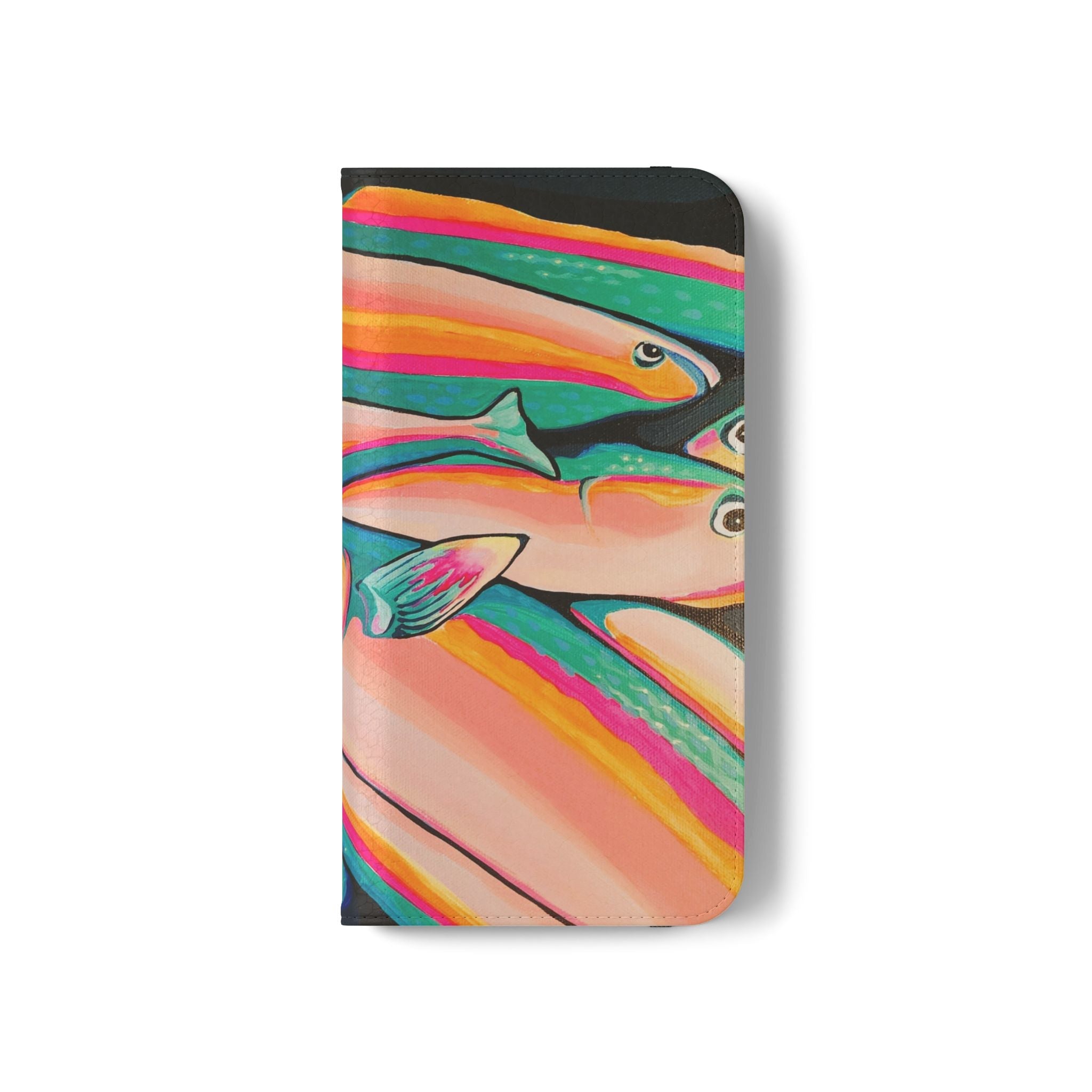 Neon Fish Flip Phone Case – Wallet Cover with Card Slots