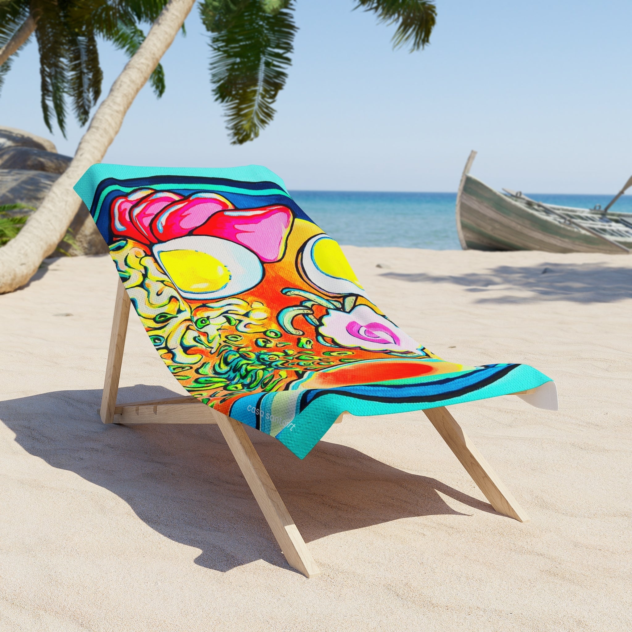 Neon Ramen Printed Beach Towel