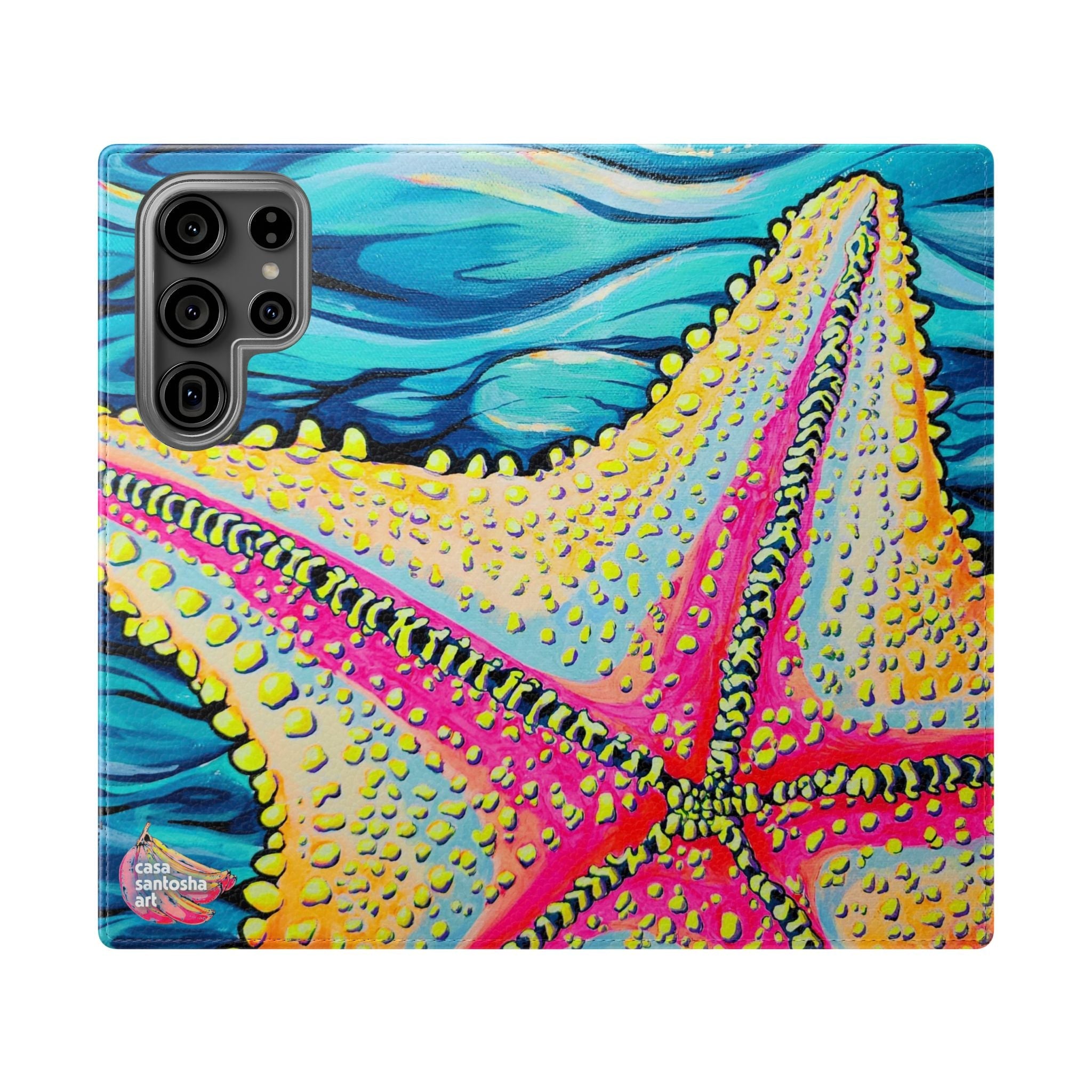 Starfish Beach Bocas Flip Phone Case – Wallet Cover with Card Slots