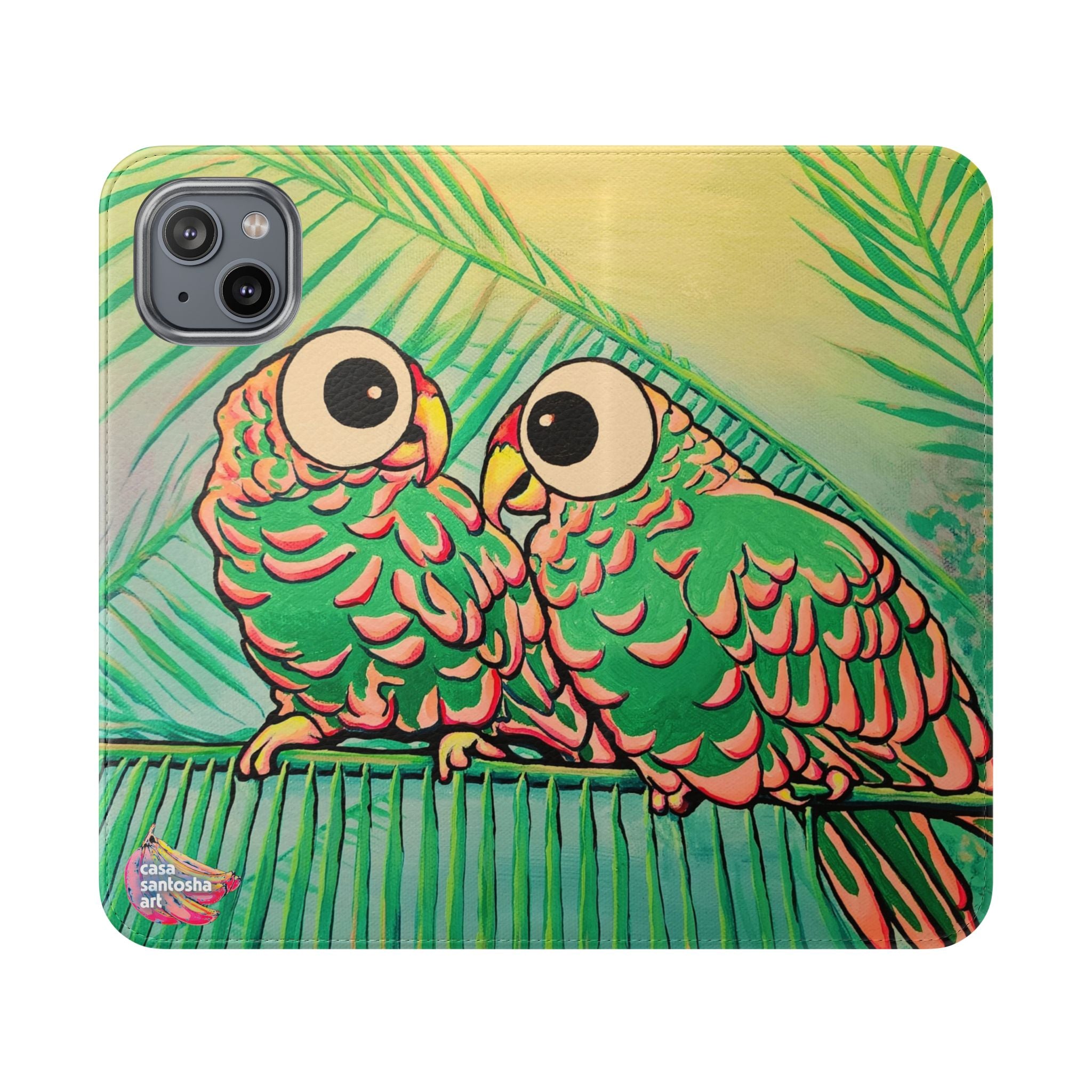 Chatty Cyclops Parrots Flip Phone Case – Wallet Cover with Card Slots