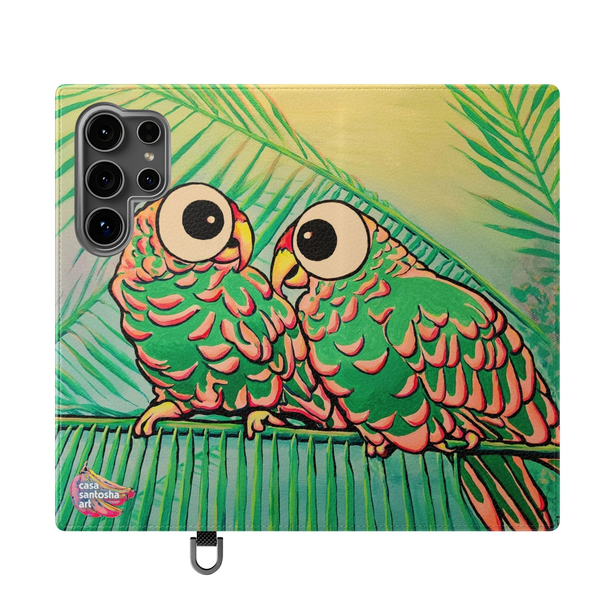 Chatty Cyclops Parrots Flip Phone Case – Wallet Cover with Card Slots