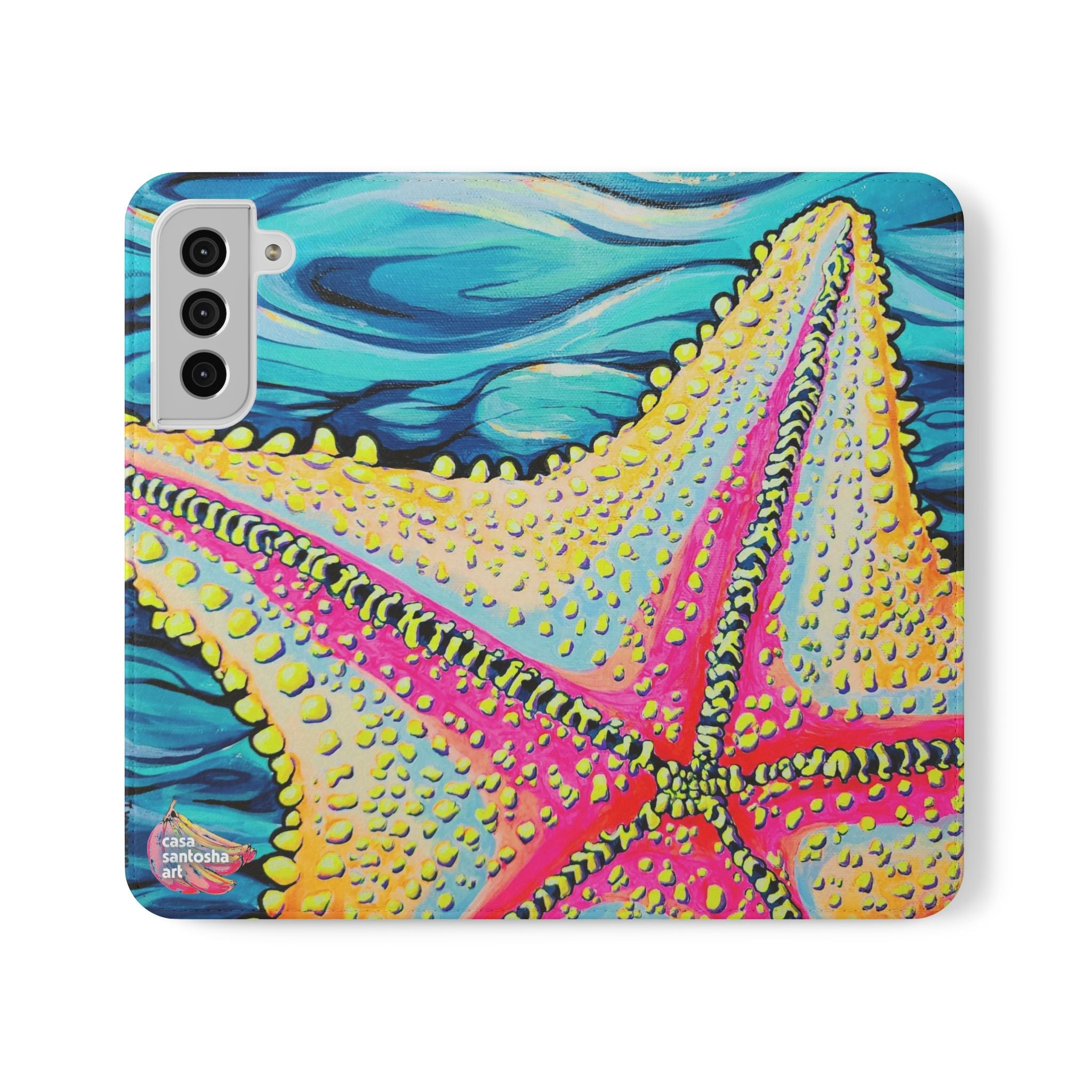 Starfish Beach Bocas Flip Phone Case – Wallet Cover with Card Slots