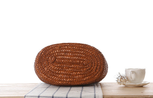 Beaded Shoulder Strap Seaside Straw Bag