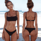 Split Sexy Two-piece Tube Top Bikini Swimsuit