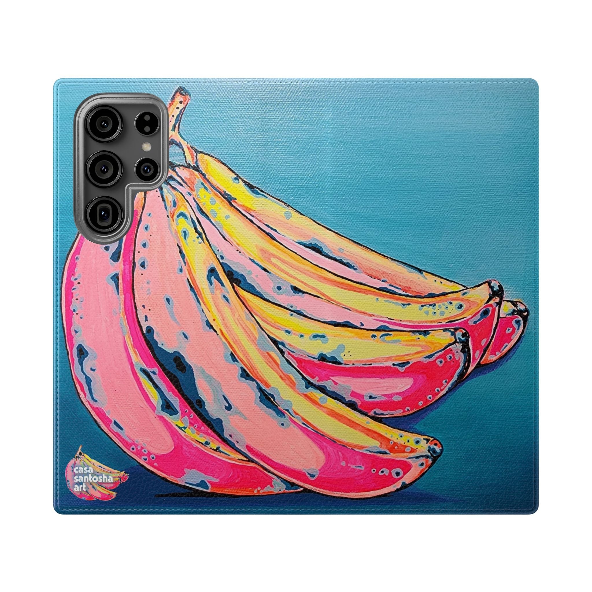 Neon Bananas Flip Phone Case – Wallet Cover with Card Slots