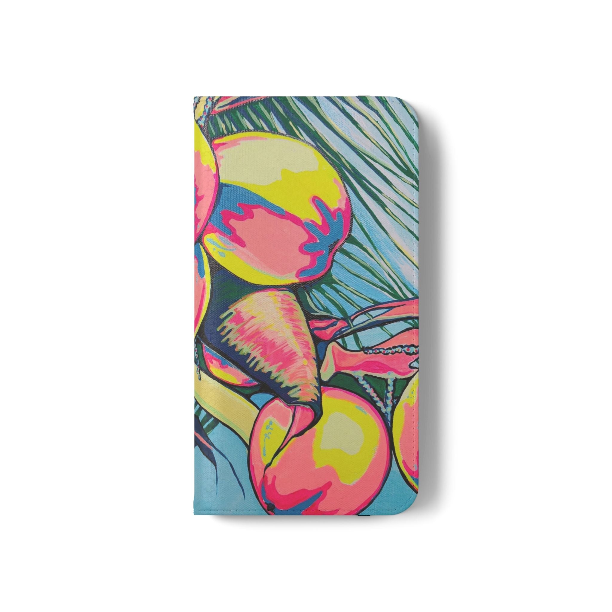 Neon Coconuts Flip Phone Case – Wallet Cover with Card Slots