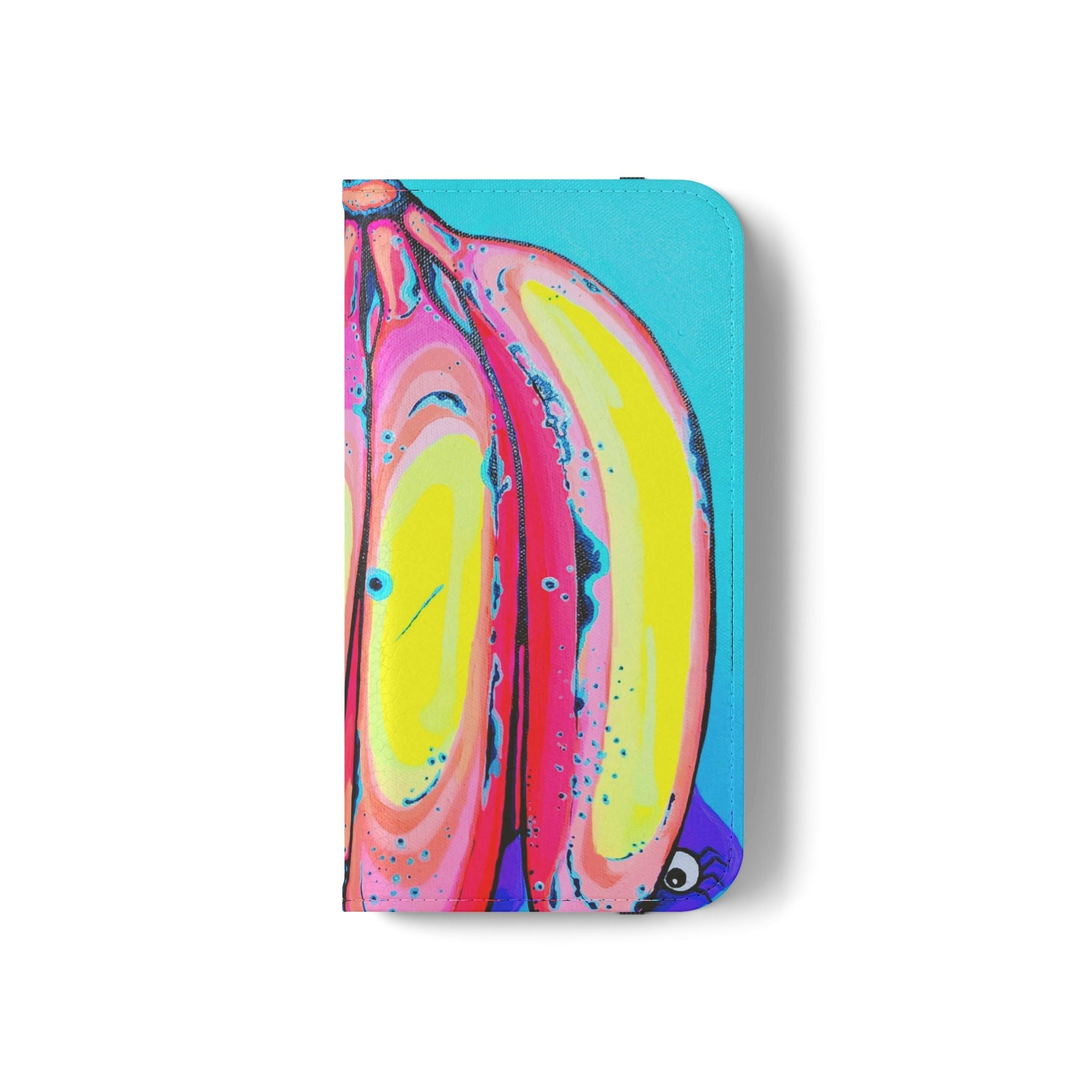 Neon Fat Bananas Flip Phone Case – Wallet Cover with Card Slots