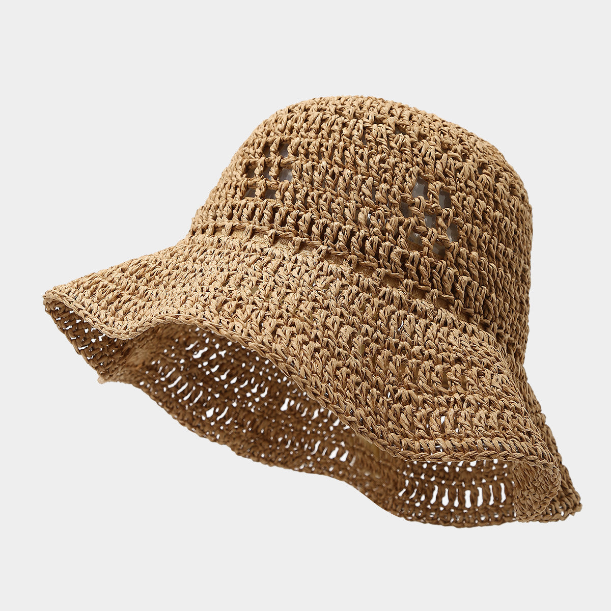 Crocheted Breathable Straw Bucket Hat