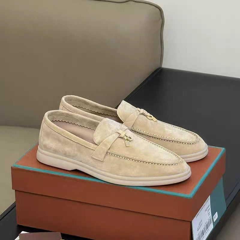 Tassel Buckle Leather Loafers