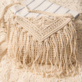 Simple Tassel Crossbody Straw Bag Retro One Shoulder Cotton Thread Woven Bag Summer Beach Bag
