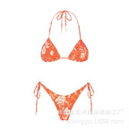 Print Pleated Bikini Swimsuit