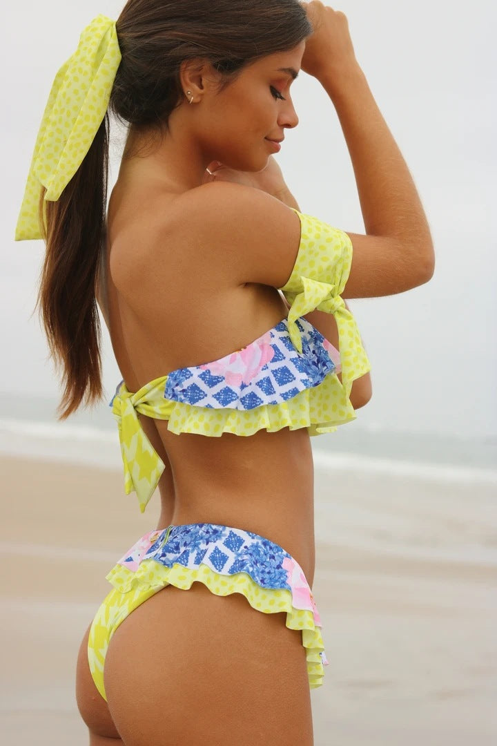 Strapless Eclectic Print Bikini Set