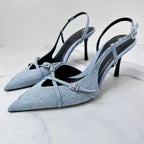 Jeans Stiletto Slingback Sandals