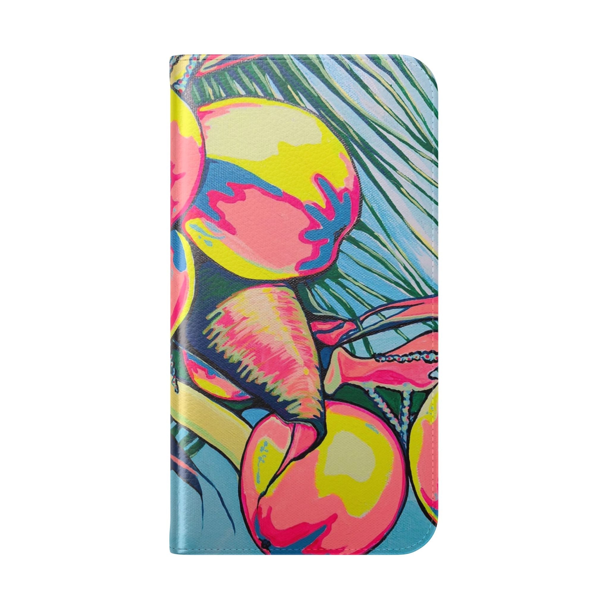 Neon Coconuts Flip Phone Case – Wallet Cover with Card Slots