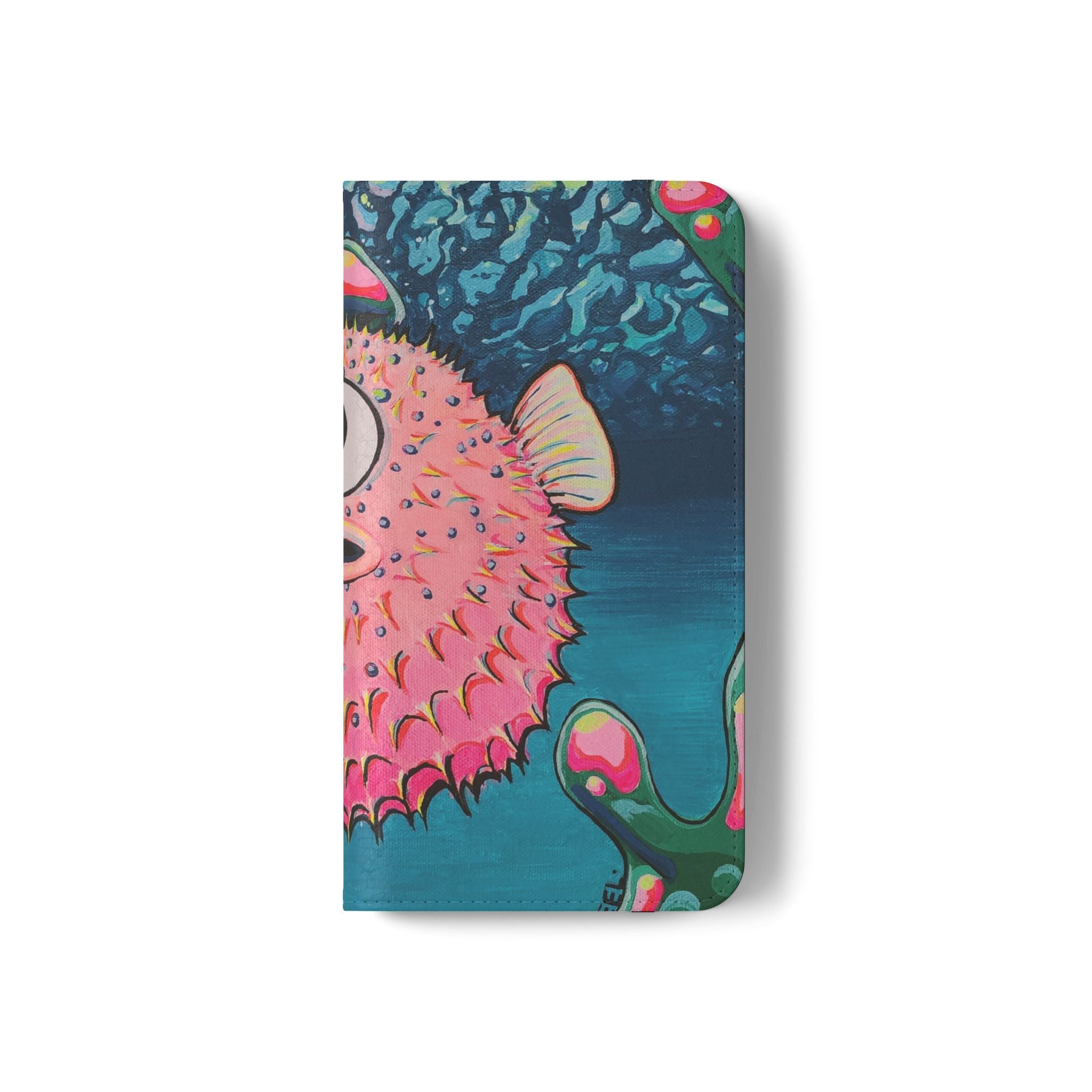 Cyclops Pufferfish Flip Phone Case – Wallet Cover with Card Slots