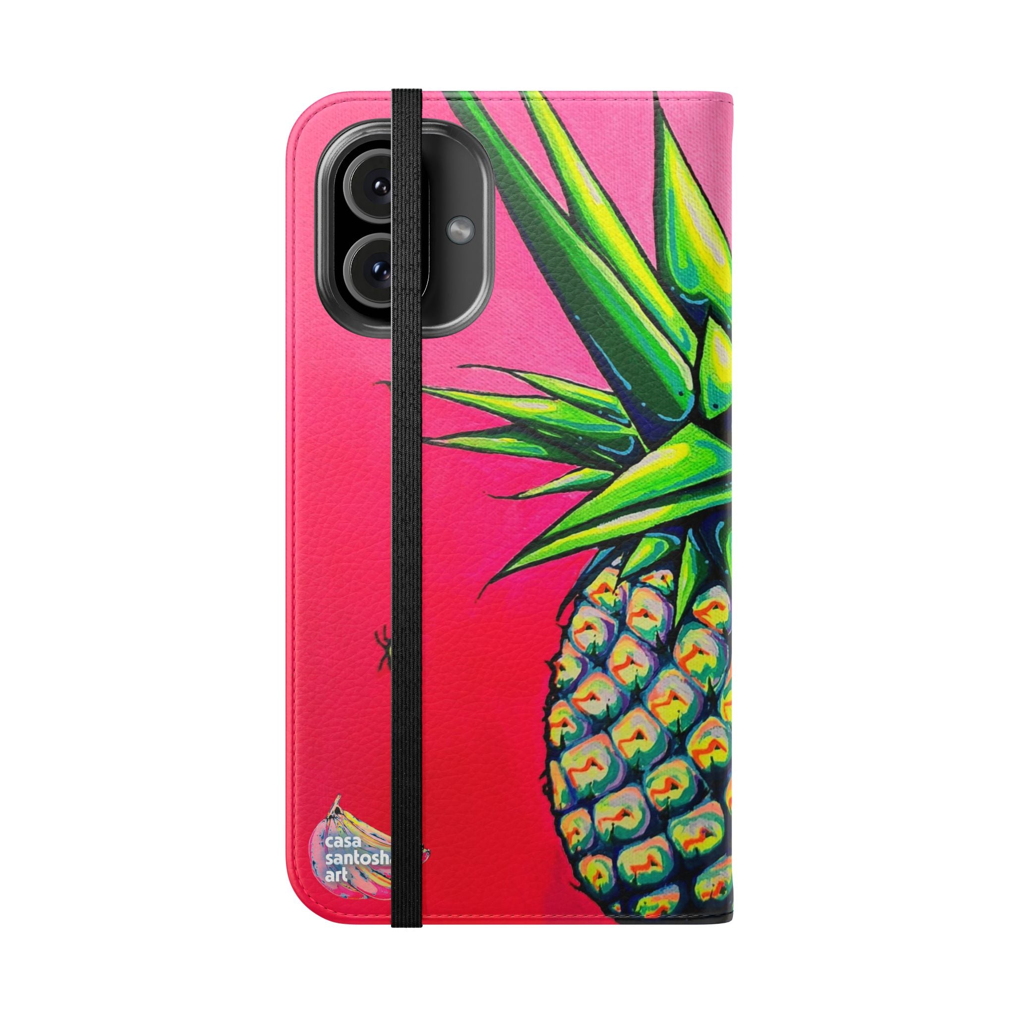 Neon Pineapple Flip Phone Case – Wallet Cover with Card Slots